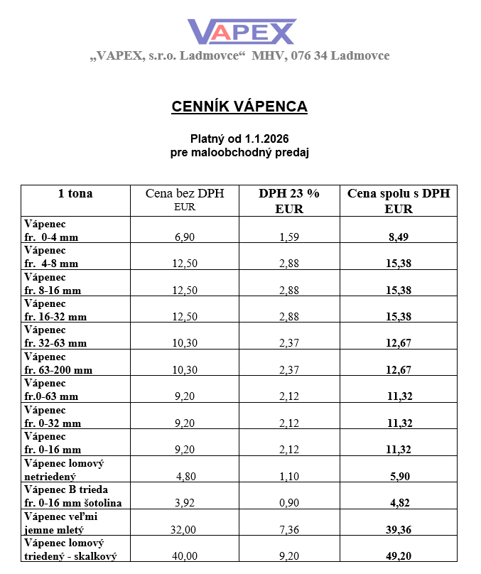 Cennik Vapenca 